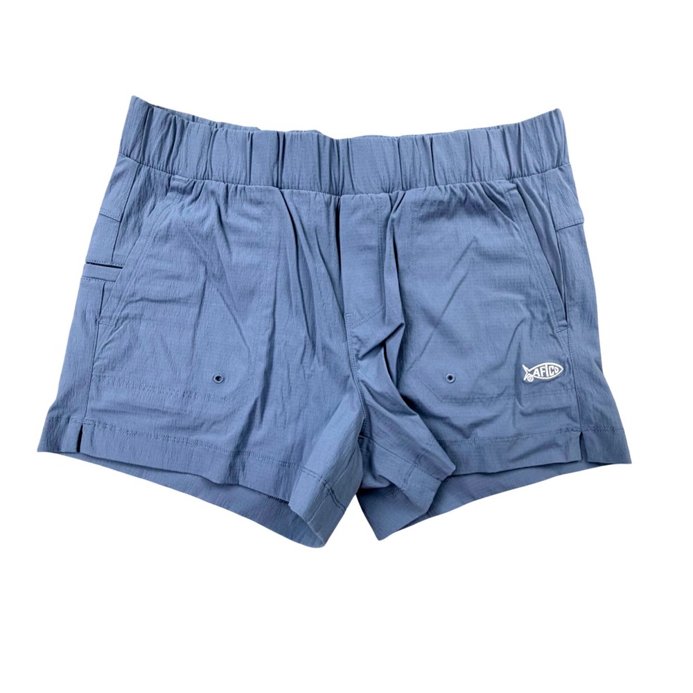 AFTCO Womens Fishing Shorts Blue Ripstop Elastic Waist Utility Pockets Medium